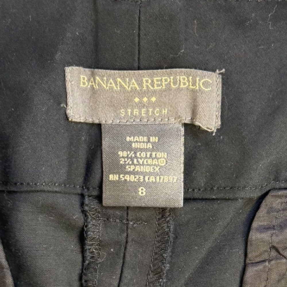 VTG Y2K Banana Republic Stretch Cropped Wide Leg Cuff Pants Size 8 Black Career‎ - Picture 3 of 7